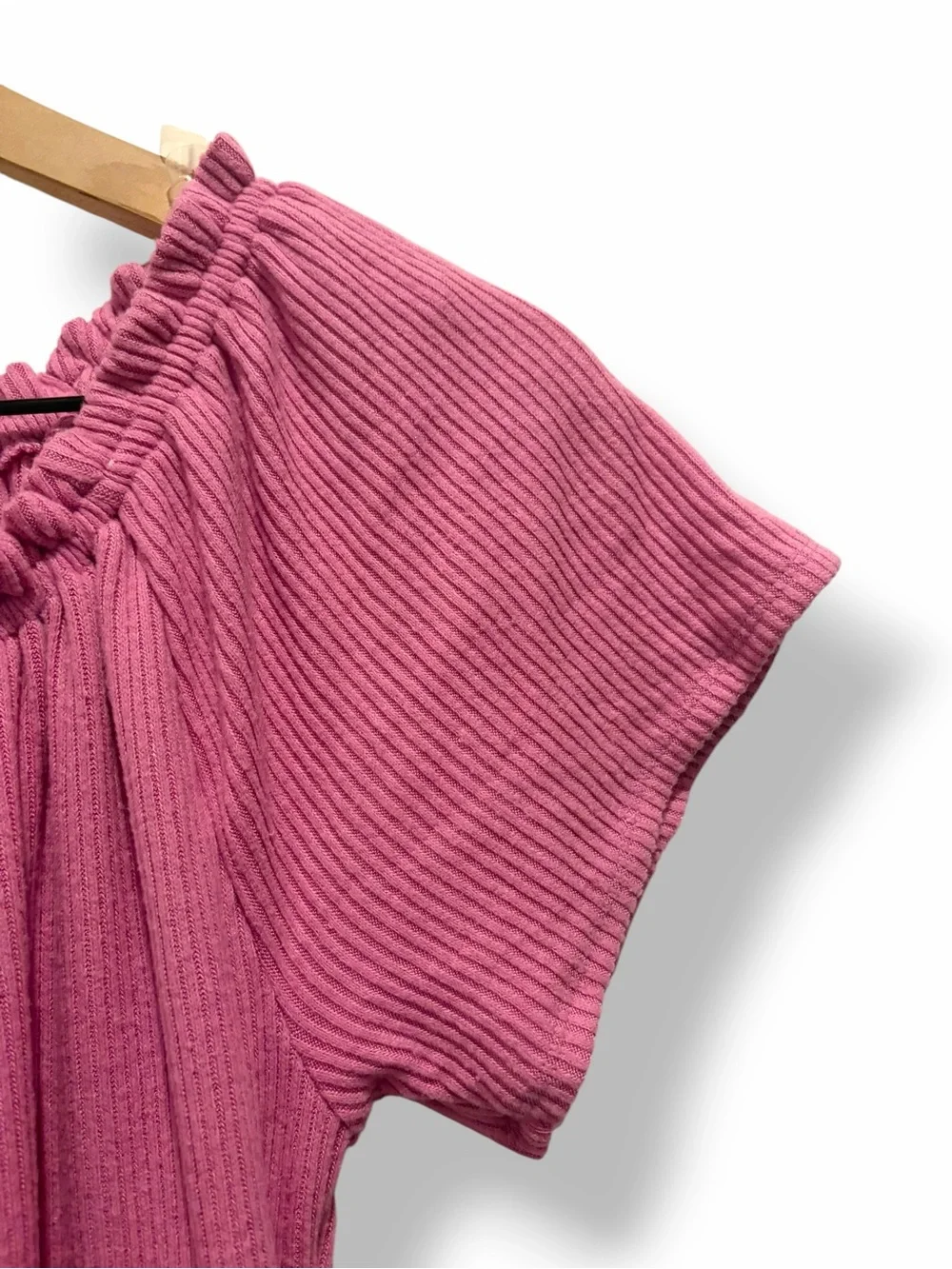 Pink Ribbed Wide Leg Jumpsuit Ruffle Neck Pockets Girls Sz 8 Medium